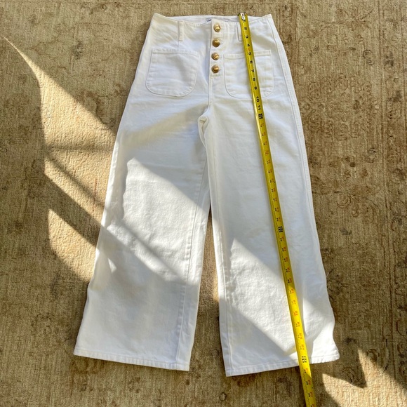 Zara Wide legged, White Jeans, Size 4, mid rise, button closure, front pockets - Picture 6 of 12
